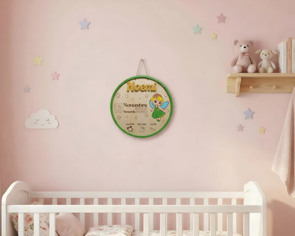 Targa nascita in legno personalizzata "UNA DOLCE FATINA”