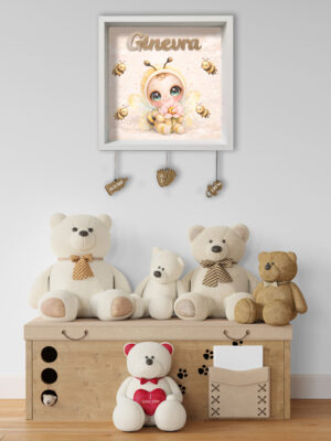 Quadretto nascita personalizzato con nome – BABY BEE CON APINE