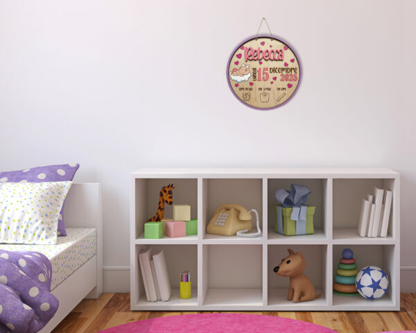 Targa nascita in legno personalizzata con nome - "IT'S A GIRL”