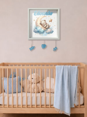 Quadretto nascita personalizzato con nome – "ORSETTO CHE DORME"
