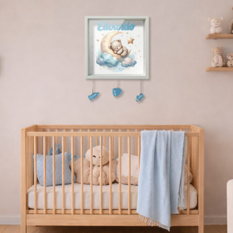 Quadretto nascita personalizzato con nome – "ORSETTO CHE DORME"