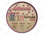 Targa nascita in legno personalizzata con nome - "BABY ELEFANTINO”