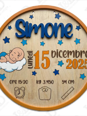 Quadretto nascita in legno personalizzato con nome-it's a boy