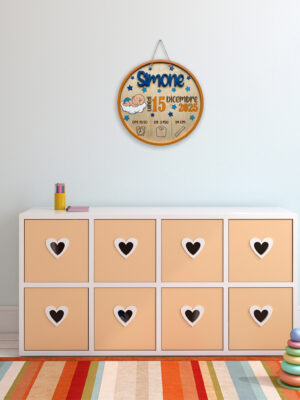 Targa nascita in legno personalizzata con nome - "IT'S A BOY”