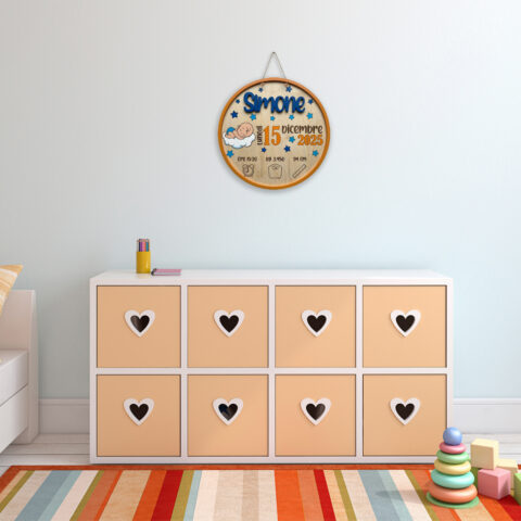 Targa nascita in legno personalizzata con nome - "IT'S A BOY”