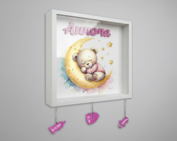 Quadretto nascita personalizzato con nome – BABY BEAR ON THE MOON