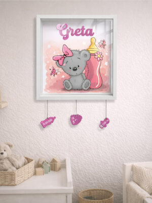 Quadretto nascita personalizzato con nome – "ORSETTA ROSA BIMBA"