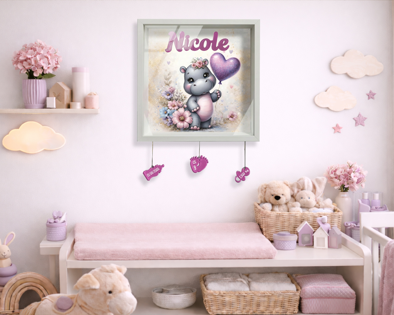 Quadretto nascita personalizzato con nome – “SWEET HIPPO”