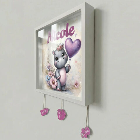 Quadretto nascita personalizzato con nome-sweet hippo