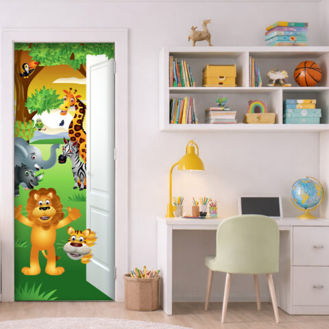 Adesivo per porte cameretta "SALUTI DALLA SAVANA"