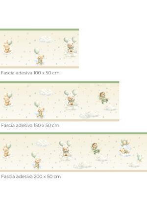 Fascia adesiva orsetti tra nuvolette e stelline