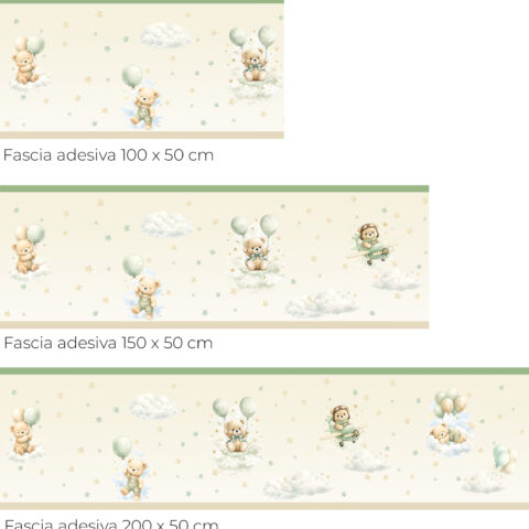 Fascia adesiva orsetti tra nuvolette e stelline