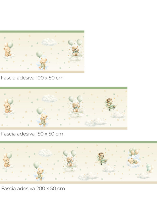 Fascia adesiva "ORSETTI TRA NUVOLETTE E STELLINE" – Boiserie decorativa cameretta