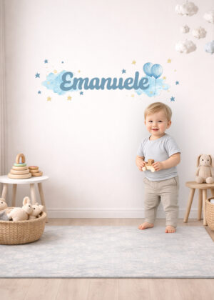 Adesivo murale con nome "TRA NUVOLE E PALLONCINI"