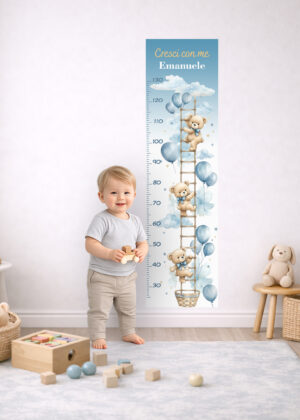 Metro crescita personalizzato - “CRESCI CON ME CON ORSETTI E PALLONCINI"