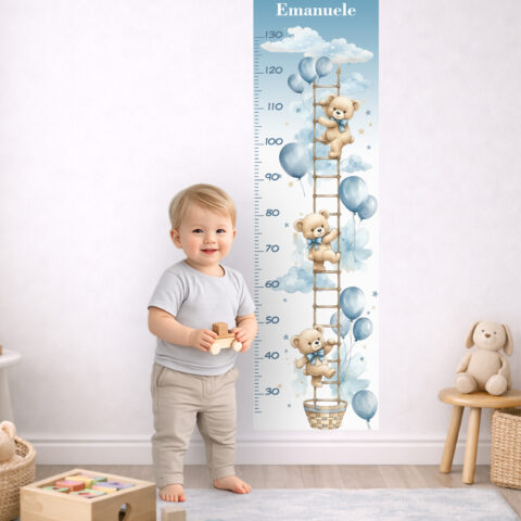 Metro crescita personalizzato - “CRESCI CON ME CON ORSETTI E PALLONCINI"