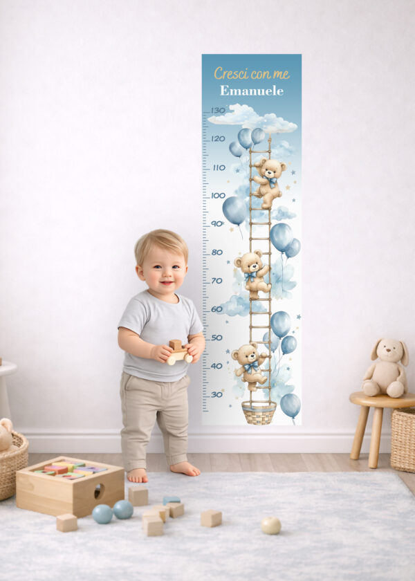 “CRESCI CON ME - ORSETTI E PALLONCINI" - Metro crescita adesivo