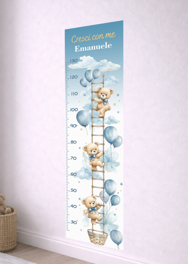 “CRESCI CON ME - ORSETTI E PALLONCINI" - Metro crescita adesivo