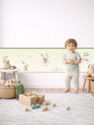 Fascia adesiva "ORSETTI TRA NUVOLETTE E STELLINE" – Boiserie decorativa cameretta