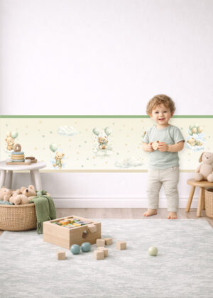 Fascia adesiva "ORSETTI TRA NUVOLETTE E STELLINE" – Boiserie decorativa cameretta