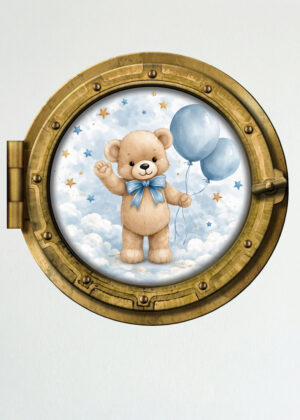 orsetto con palloncini e stelline-vista frontale