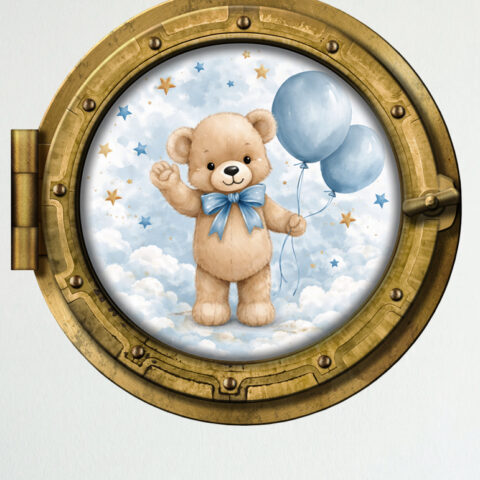 orsetto con palloncini e stelline-vista frontale