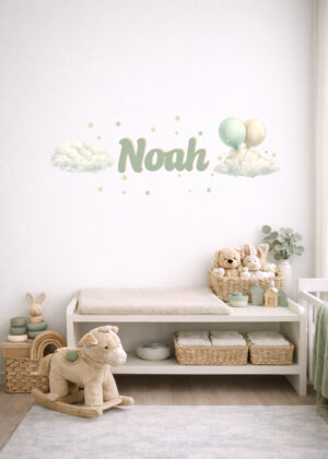 Adesivo murale con nome "TRA NUVOLE E STELLINE"