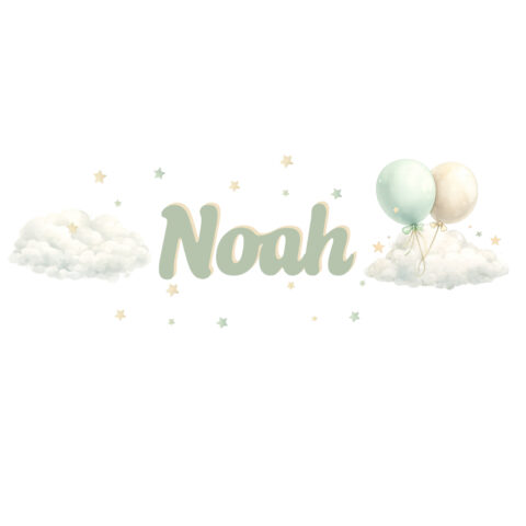 tra nuvole e stelline-adesivo con nome