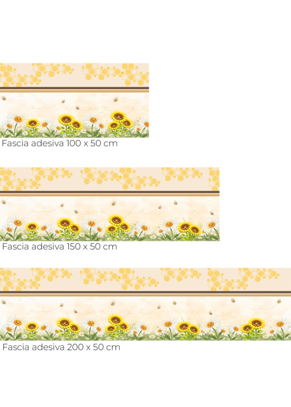 Fascia adesiva "IN VOLO TRA FIORI E MIELE" – Boiserie decorativa cameretta