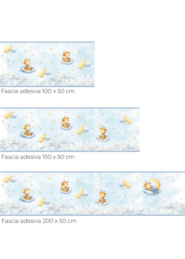 Fascia adesiva "SOGNI DI STELLE E NUVOLE" – Boiserie decorativa cameretta