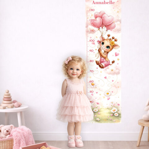 Metro crescita personalizzato - “CRESCI CON ME VOLANDO TRA CUORI E FIORI"