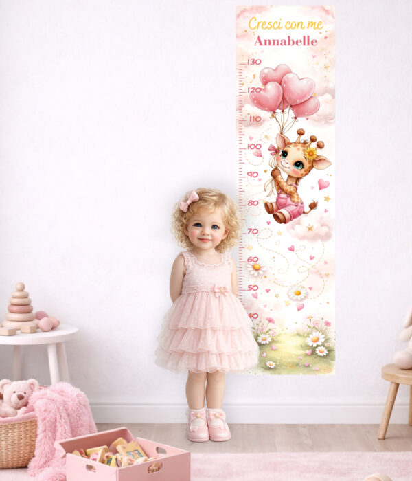 Metro crescita personalizzato - “CRESCI CON ME VOLANDO TRA CUORI E FIORI"