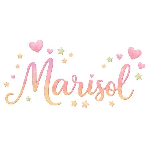 Adesivo personalizzato con nome-cuori rosa e stelline