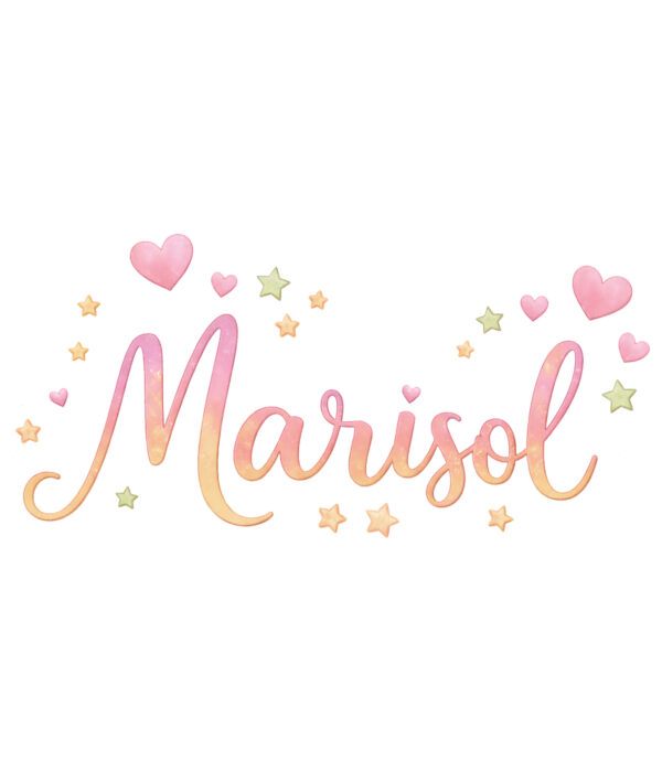 Adesivo personalizzato con nome-cuori rosa e stelline