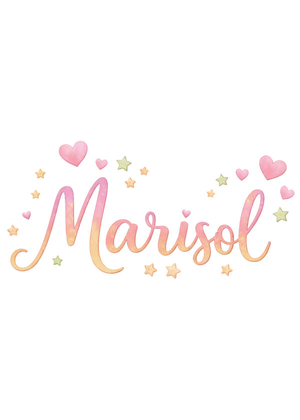 "CUORI ROSA E STELLINE" - Adesivo murale personalizzato con nome