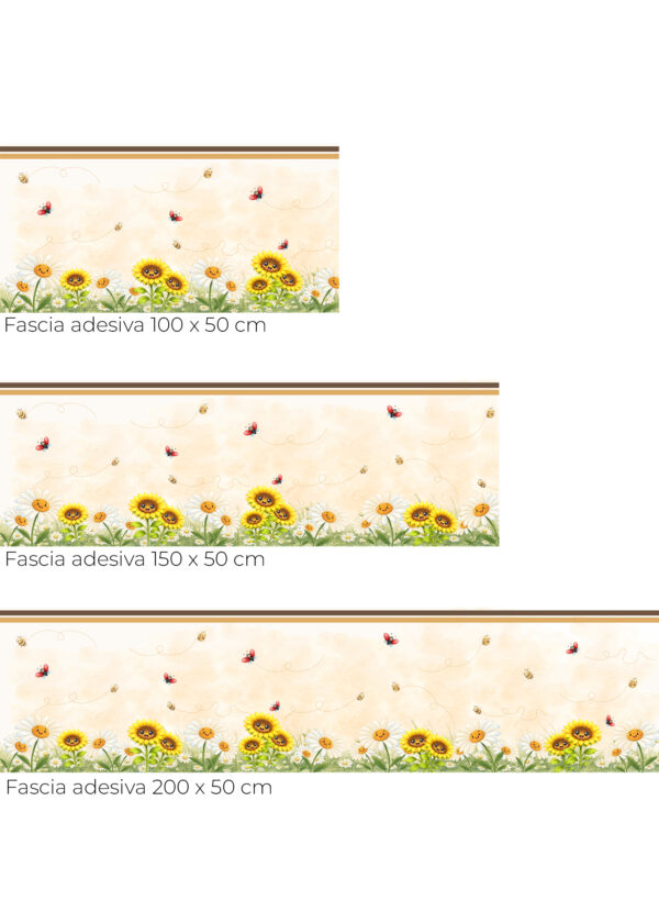 Fascia adesiva "VOLANDO TRA I FIORI" – Boiserie decorativa cameretta