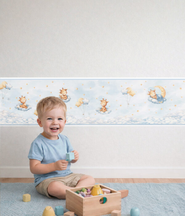 Fascia adesiva "SOGNI DI STELLE E NUVOLE" – Boiserie decorativa cameretta