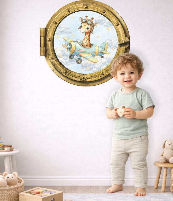 Oblò adesivo "IN VOLO TRA LE NUVOLE" - adesivo effetto finestra 3D