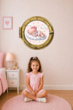 Oblò adesivo "SOGNI ROSA" - adesivo effetto finestra 3D