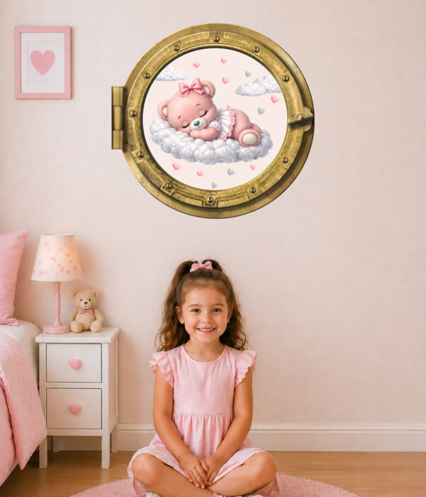 Oblò adesivo "SOGNI ROSA" - adesivo effetto finestra 3D