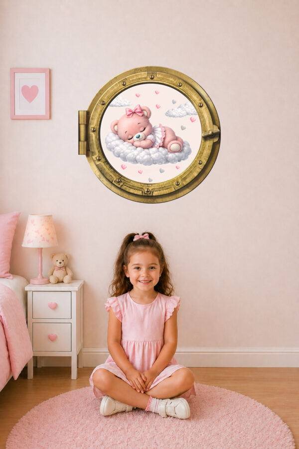 Oblò adesivo "SOGNI ROSA" - adesivo effetto finestra 3D