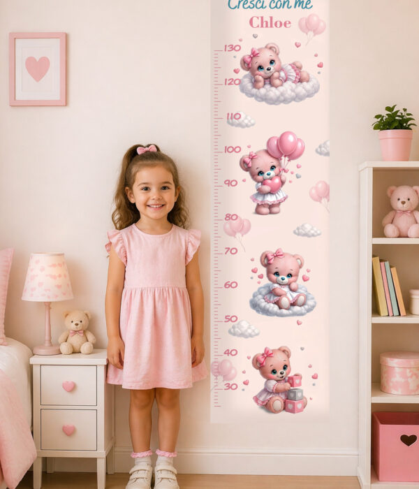 “CRESCI CON ME - TRA CUORI E DOLCEZZA" - Metro crescita adesivo