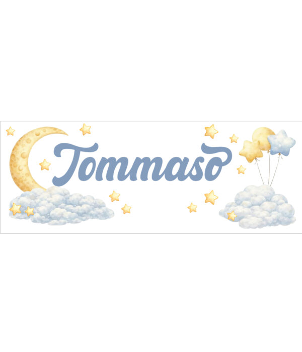 tra la luna e le stelle-adesivo murale con nome
