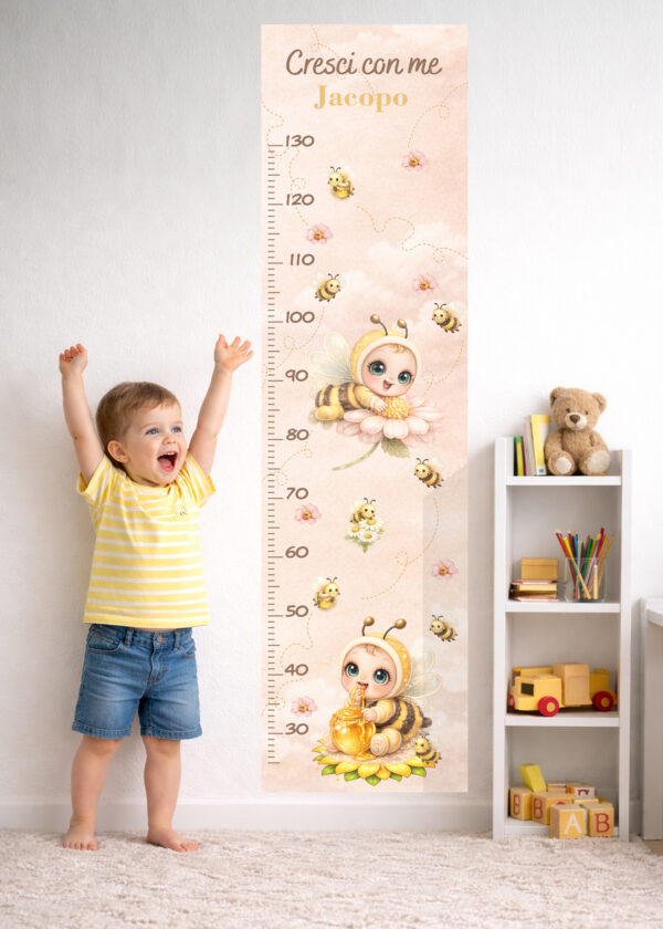 “CRESCI CON ME - TRA NUVOLE E API" - Metro crescita adesivo