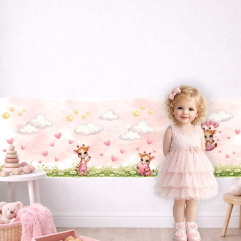 Fascia adesiva "GIRAFFINE SOGNANTI" – Boiserie decorativa cameretta