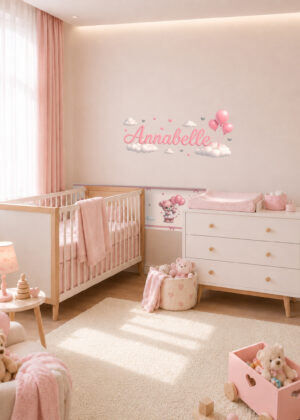 Collezione "NUVOLE ROSA" - Kit coordinato per cameretta completa