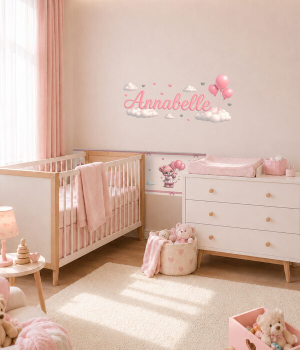 Collezione "NUVOLE ROSA" - Kit coordinato per cameretta completa
