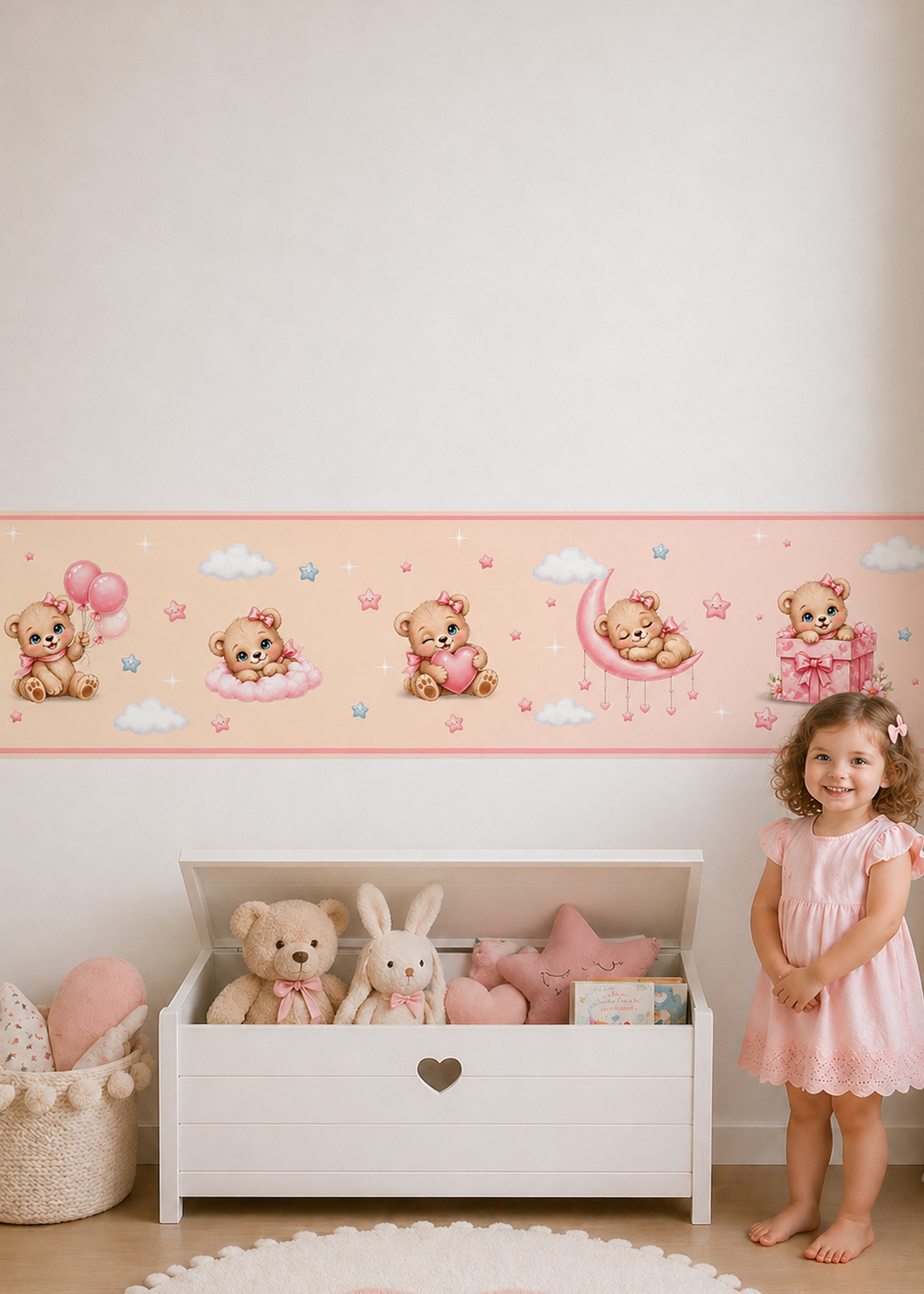 Fascia adesiva “ORSETTE TRA SOGNI E COCCOLE” – Boiserie decorativa cameretta