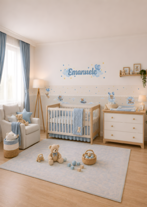 Collezione "PALLONCINI E COCCOLE" - Kit coordinato per cameretta completa