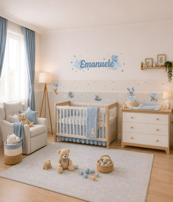 Collezione "PALLONCINI E COCCOLE" - Kit coordinato per cameretta completa